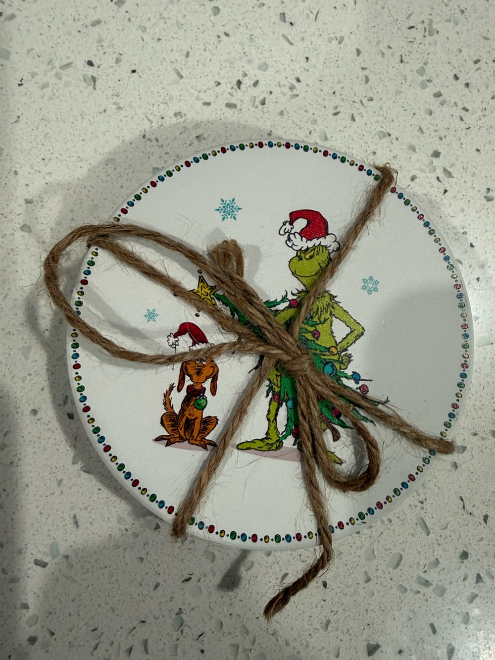 Dr. Seuss Grinch Holiday Ceramic Coaster Set